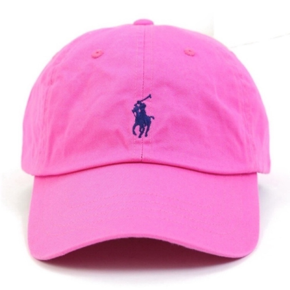 Ralph Lauren Vibrant Pink Cap with Navy Logo